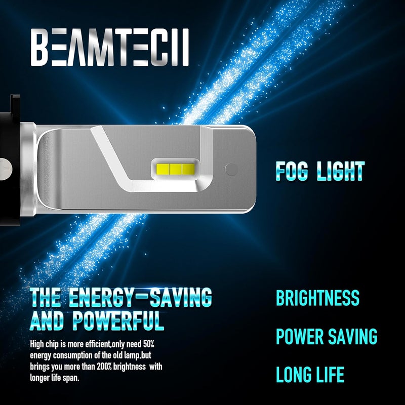 BEAMTECH 9005 H11 Fog Light Bulbs, 6500K Fog Light or Off Road Light - Image 3